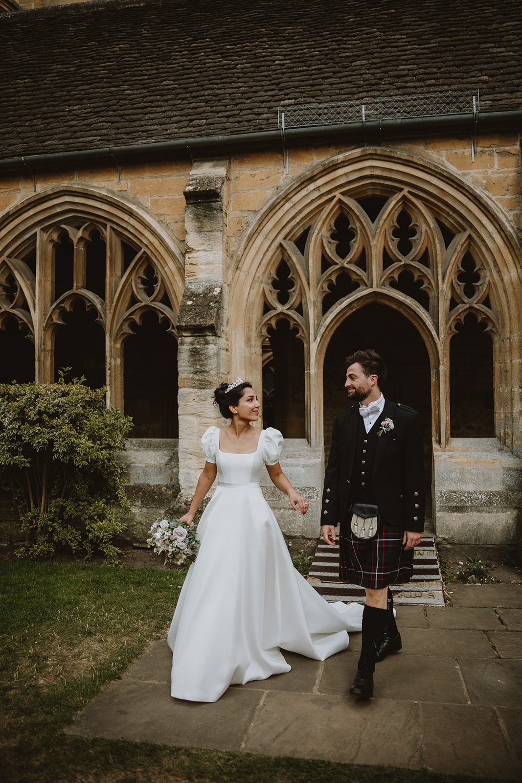 Wedding couple Emily and Jonny at New College Oxford